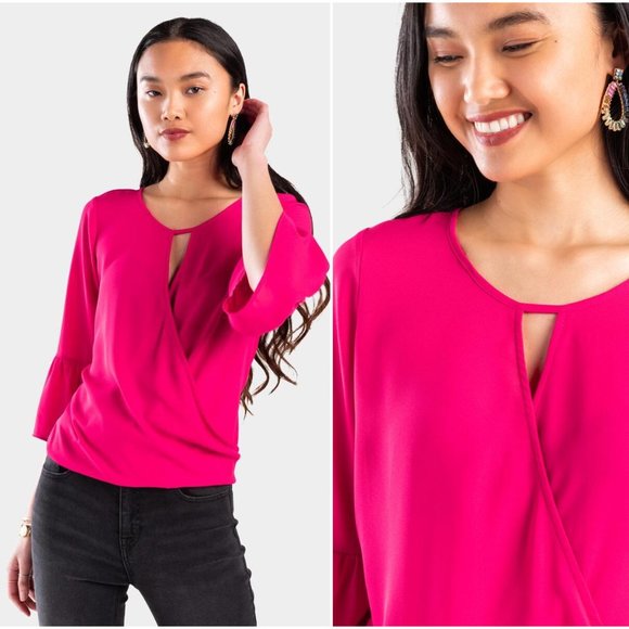 Francesca's | NWT Valda Keyhole Surplice Blouse 💠 - Picture 1 of 7
